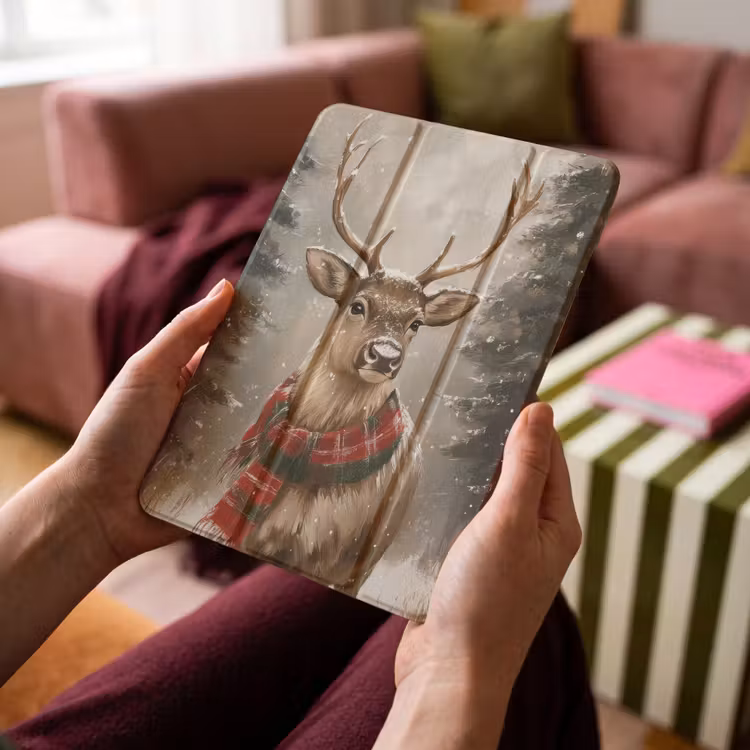 iPad-Hülle - Winter - Wald - Rentier - Dunkelheit — 4