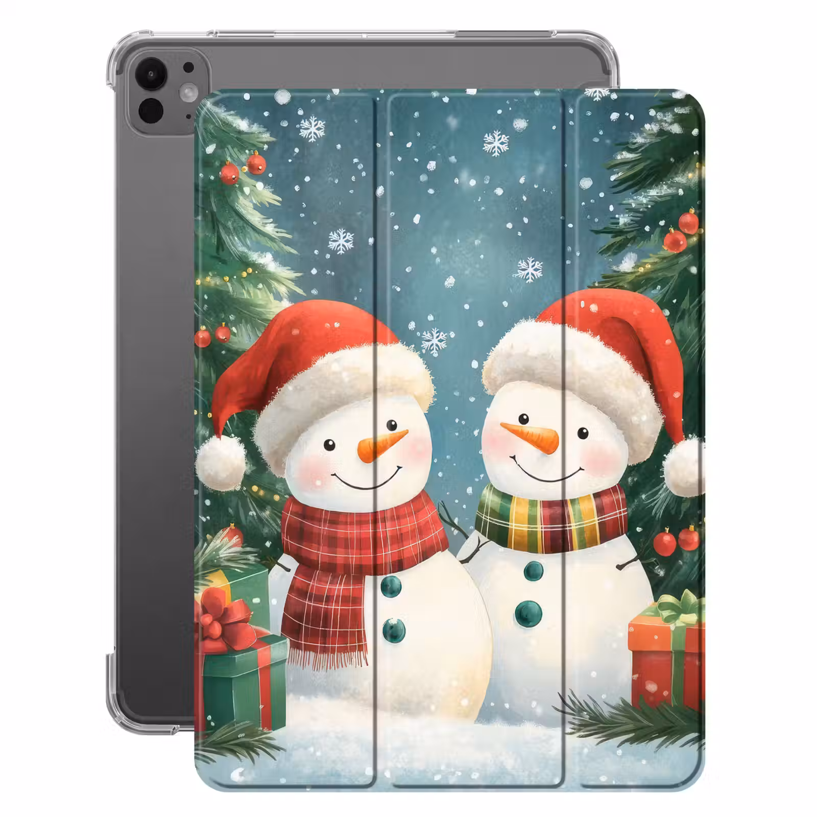 iPad-Hülle - Schneemann - Weihnachtsschnee - Grün - Rot — 1