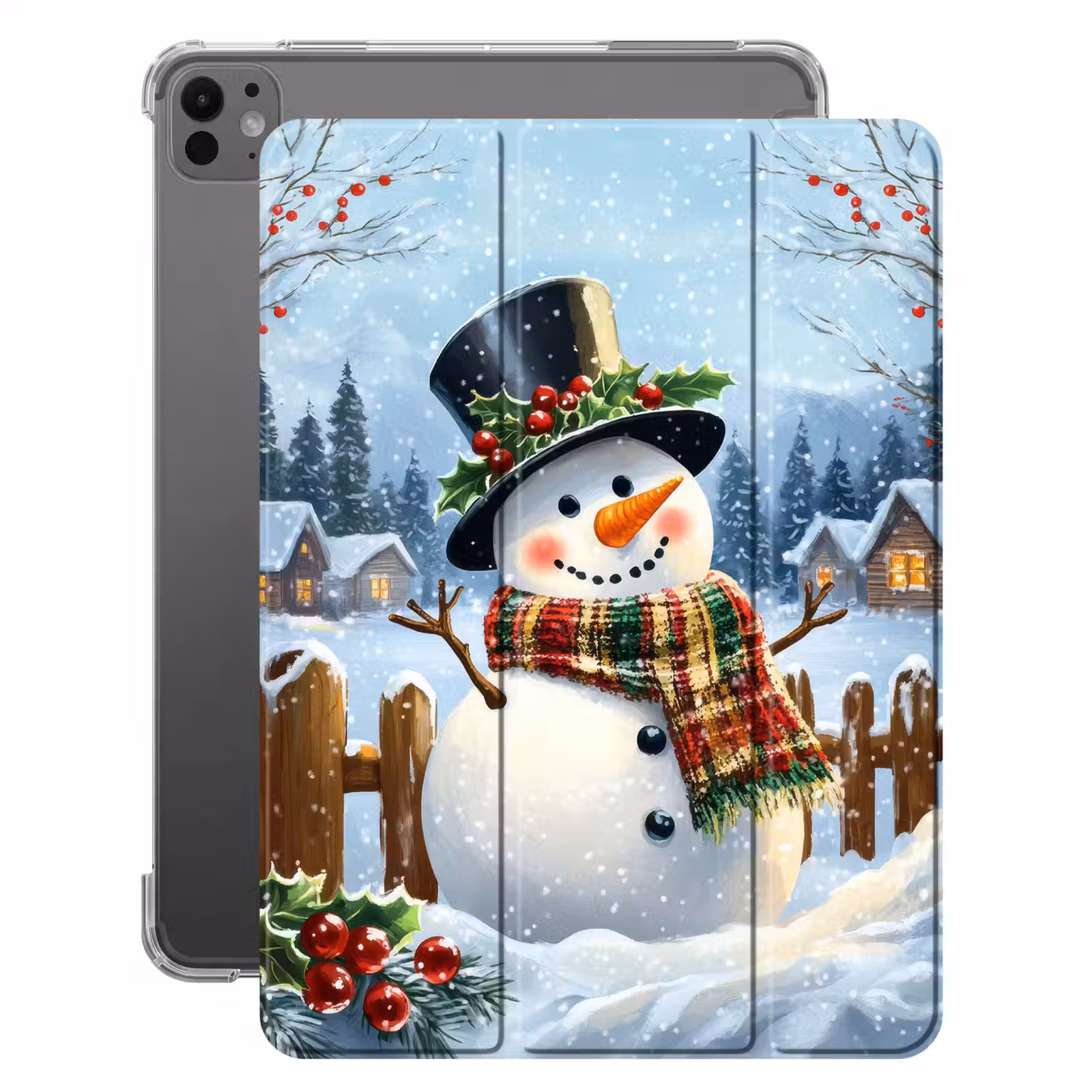 iPad-Hülle - Schneemann - Winterdorf - Farbenfroh — 1