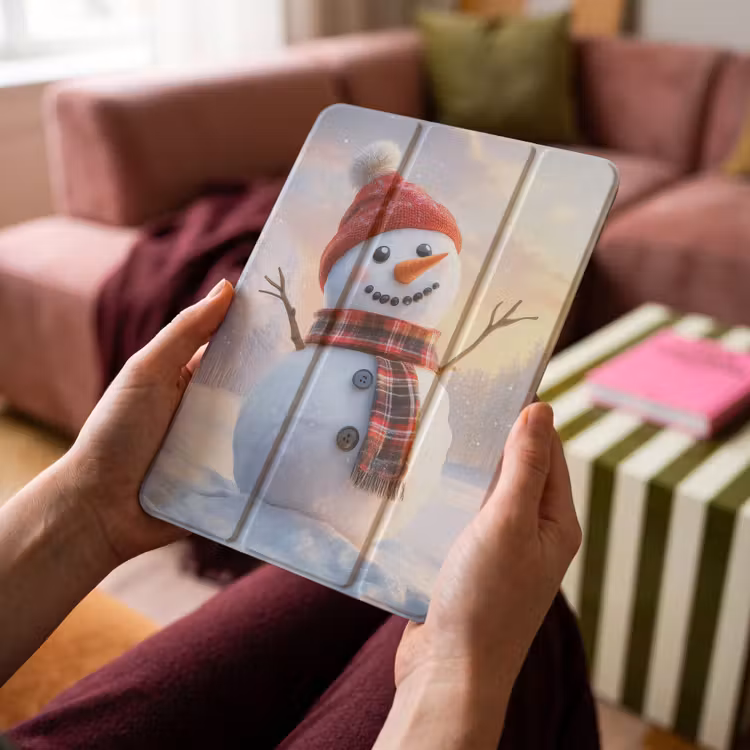iPad-Hülle - Schneemann - Sonnenuntergang - Weiß — 4
