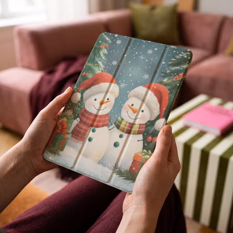 iPad-Hülle - Schneemann - Weihnachtsschnee - Grün - Rot — 4