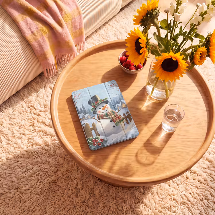 iPad-Hülle - Schneemann - Winterdorf - Farbenfroh — 2