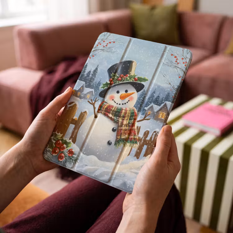 iPad-Hülle - Schneemann - Winterdorf - Farbenfroh — 4