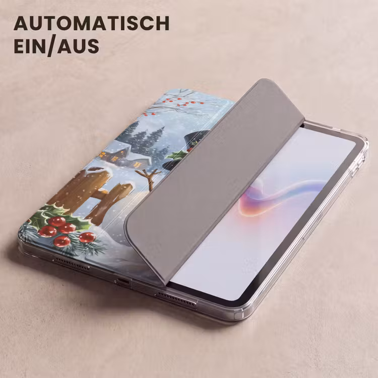 iPad-Hülle - Schneemann - Winterdorf - Farbenfroh — 5