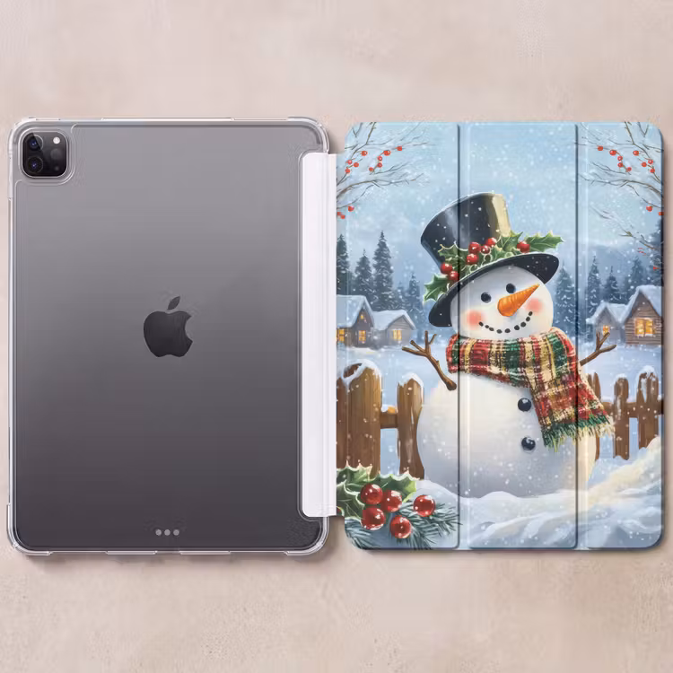 iPad-Hülle - Schneemann - Winterdorf - Farbenfroh — 6