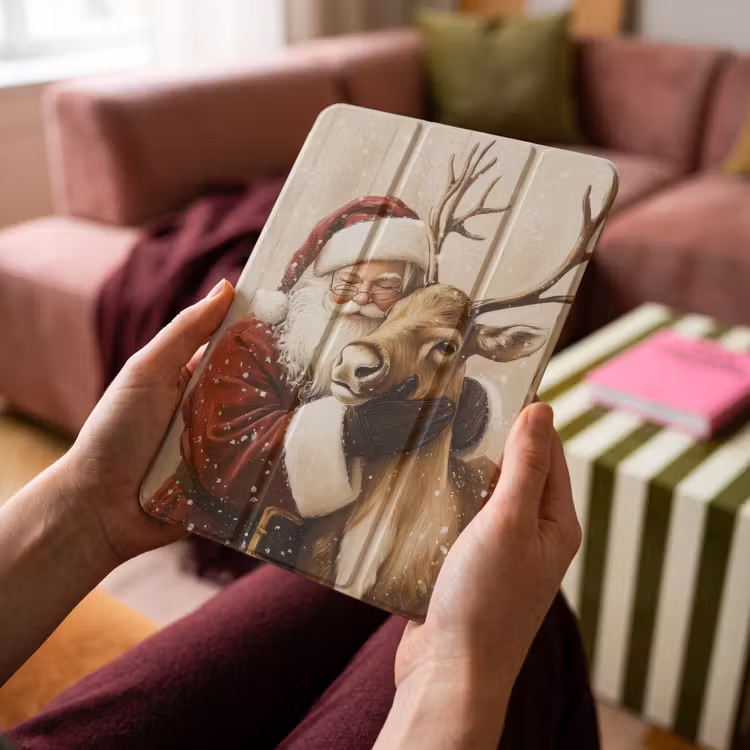 iPad-Hülle - Weihnachtsmann - Rentier - Schnee - Bunt — 4