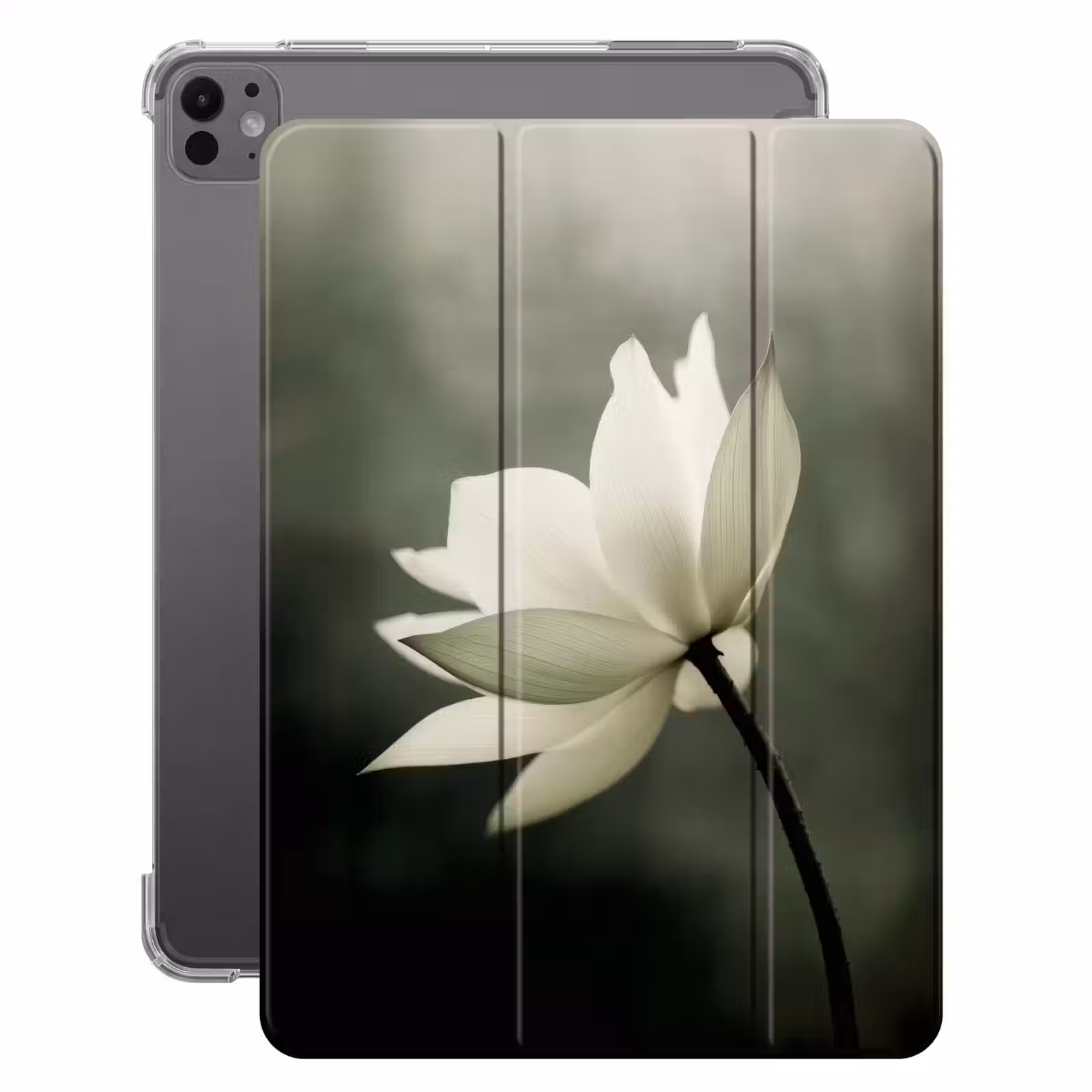 iPad-Hülle - Weiß - Lotus - Dunkel - Blume — 1