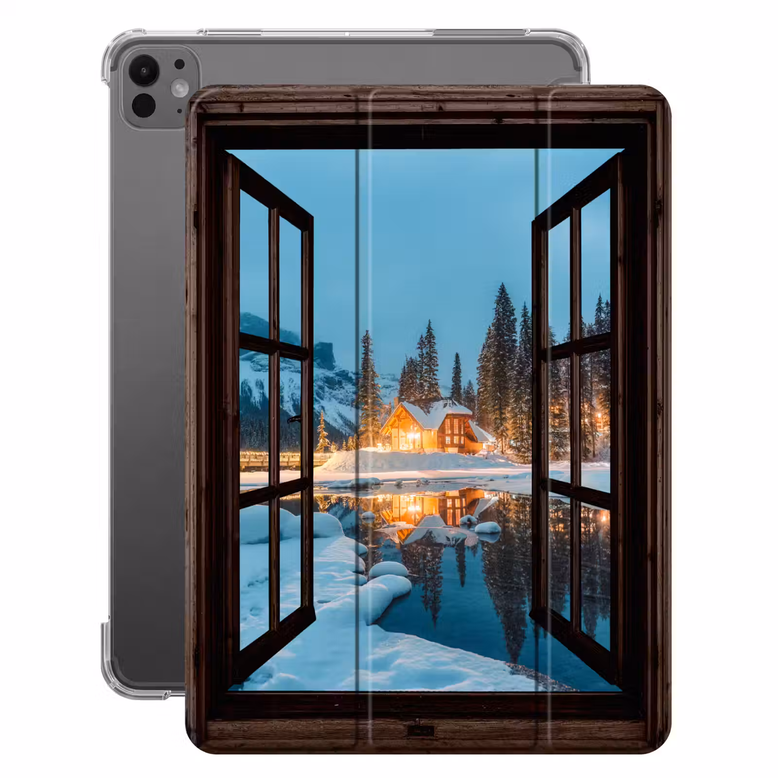 iPad-Hülle - Durchblick - Winter - Landschaft - Natur - Haus - Berge — 1