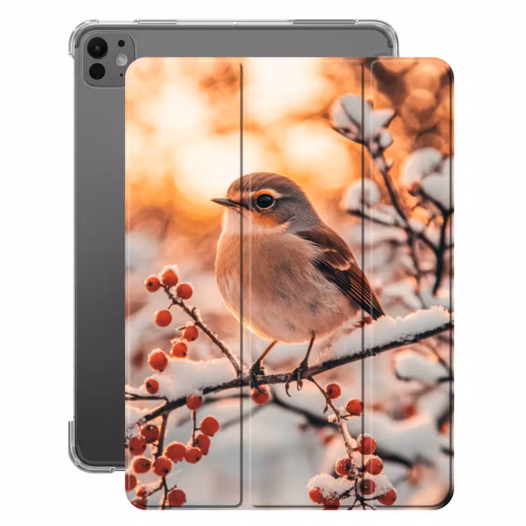 iPad-Hülle - Vogel - Zweig - Winter - Tiere - Schnee — 1