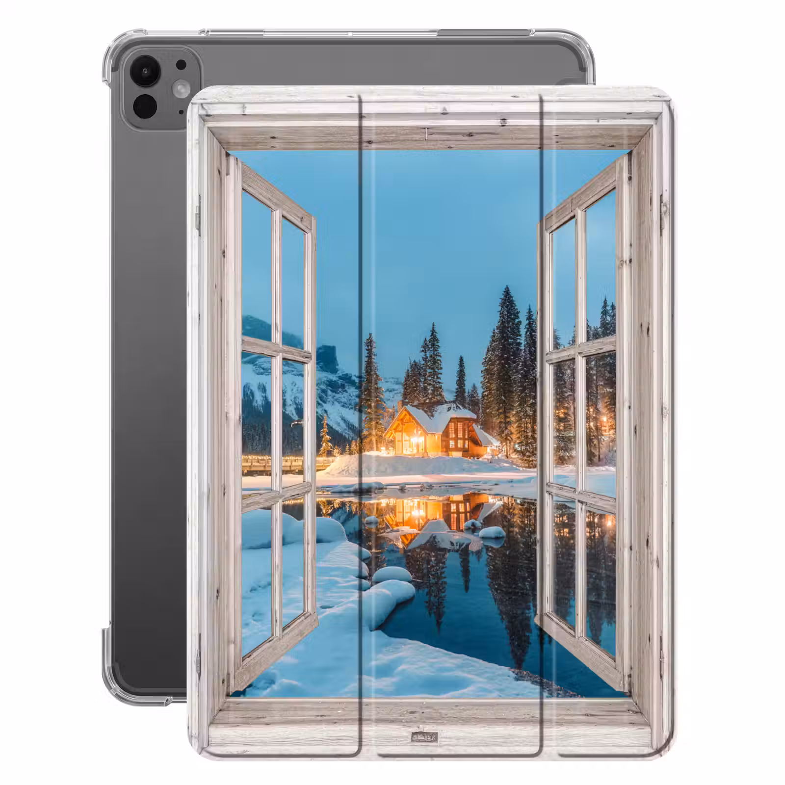iPad-Hülle - Durchblick - Winterlandschaft - Natur - Haus - Berge — 1