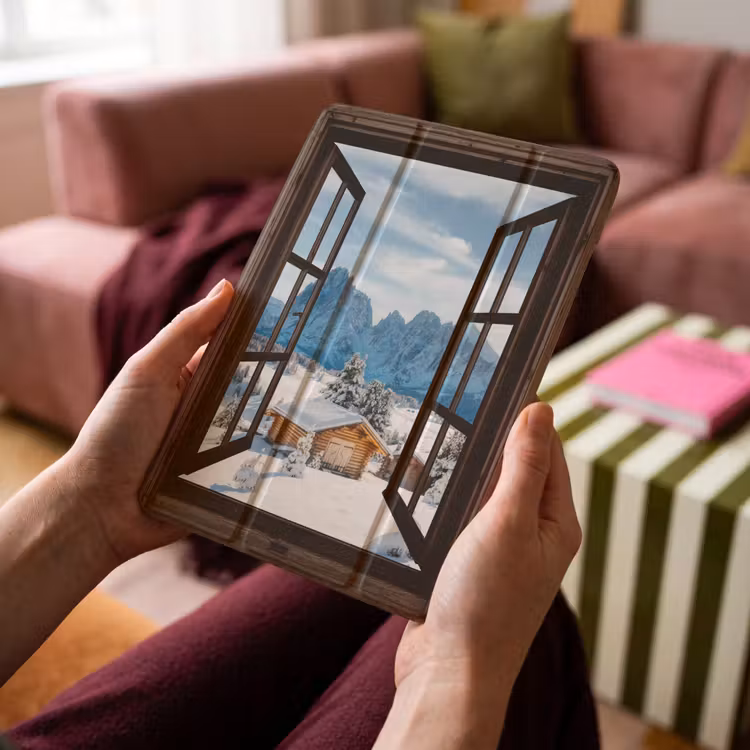 iPad-Hülle - Aussicht - Winter - Landschaft - Hütte - Berge — 4