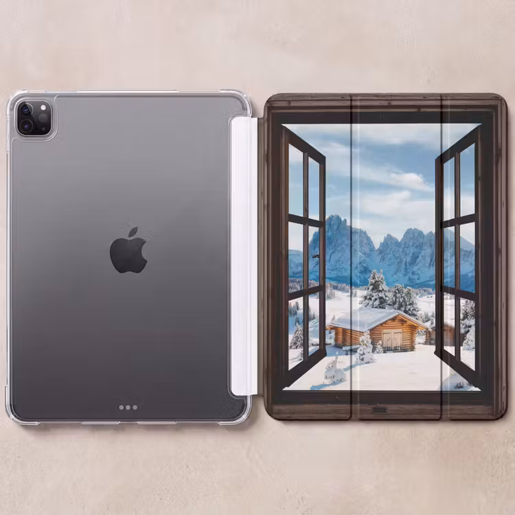 iPad-Hülle - Aussicht - Winter - Landschaft - Hütte - Berge — 6