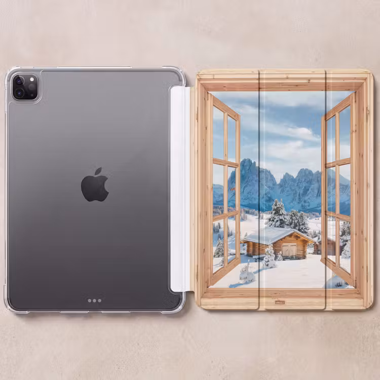 iPad-Hülle - Durchblick - Winterlandschaft - Hütte - Berge - Aussicht — 6