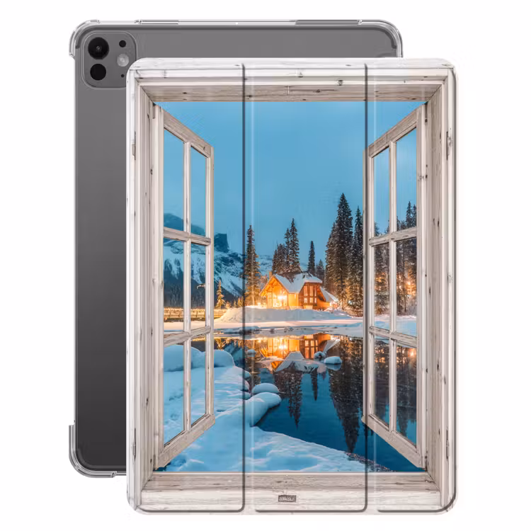 iPad-Hülle - Durchblick - Winterlandschaft - Natur - Haus - Berge — 1