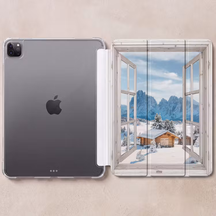 iPad-Hülle - Winterlandschaft - Hütte - Berge - Ausblicke - Aussicht - Natur — 6