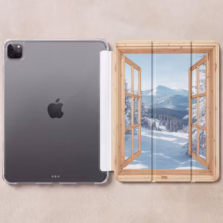 iPad-Hülle - Durchblick - Winterlandschaft - Natur - Berg - Bäume - Holz — 6