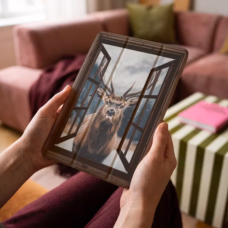 iPad-Hülle - Durchsichtig - Hirsche - Tiere - Landschaft - Winter - Schnee - Ländlich — 4