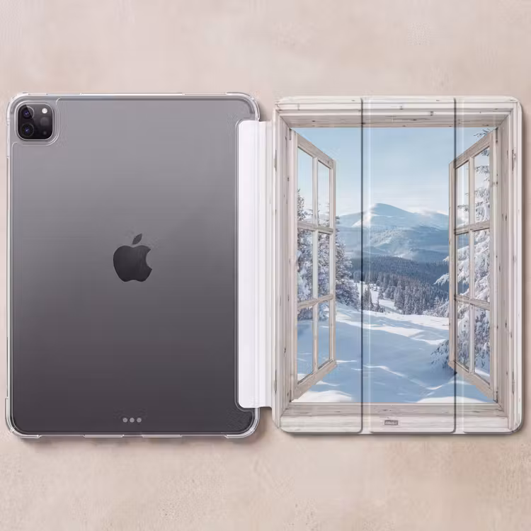 iPad-Hülle - Durchsichtig - Winter - Landschaft - Natur - Berg - Bäume - Weiß — 6