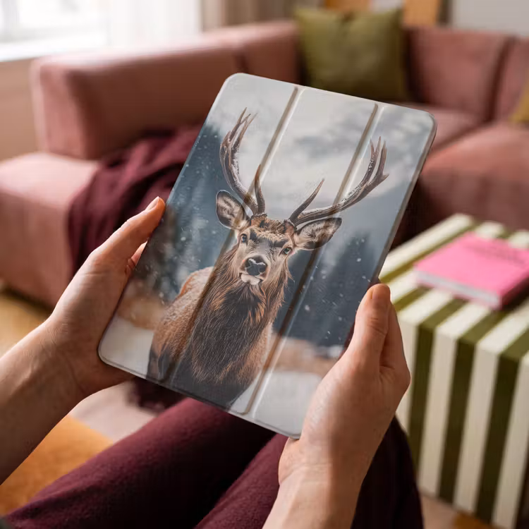 iPad-Hülle - Hirsche - Tiere - Landschaft - Winter - Schnee — 4