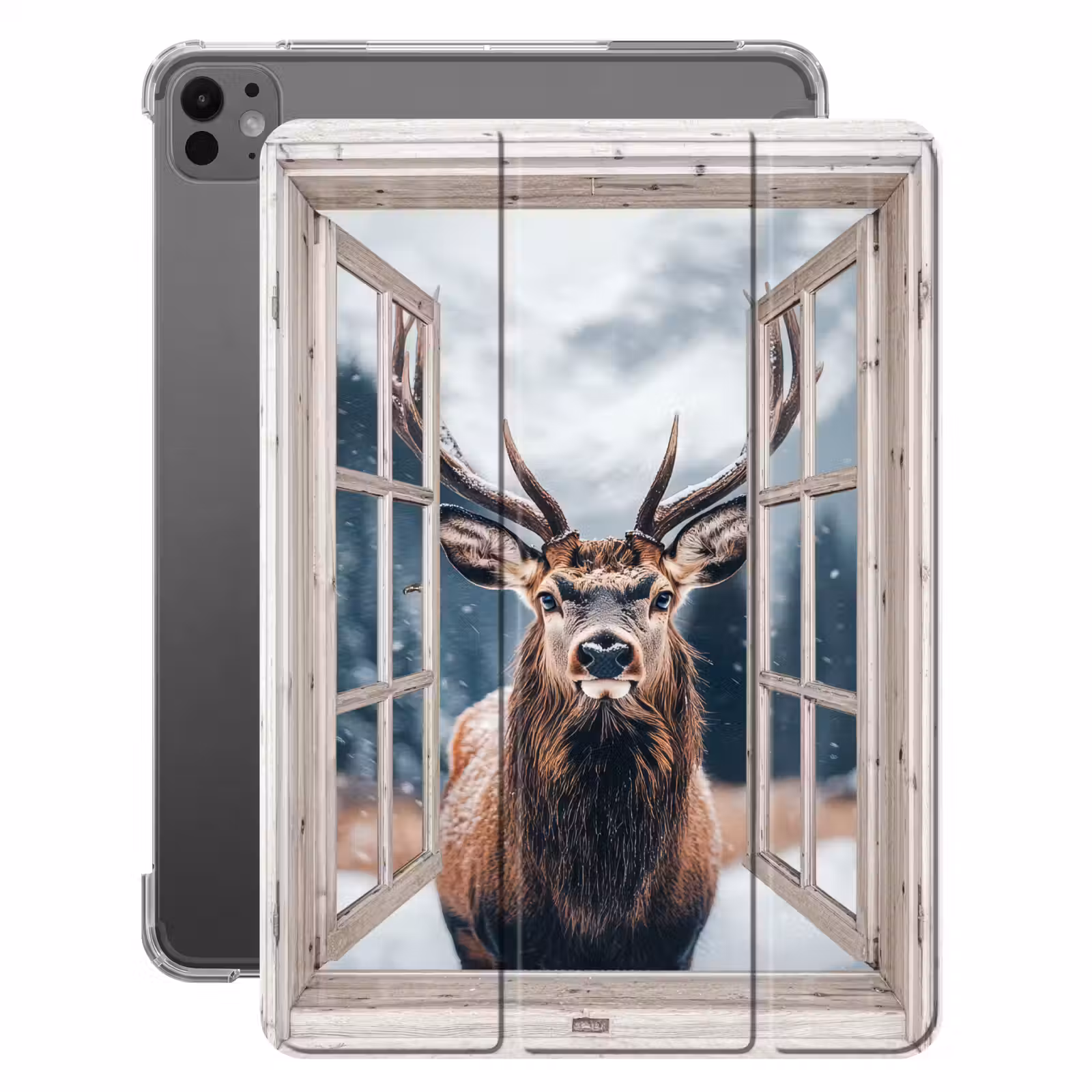 iPad-Hülle - Hirsche - Tiere - Landschaft - Winter - Schnee - Aussicht - Natur — 1