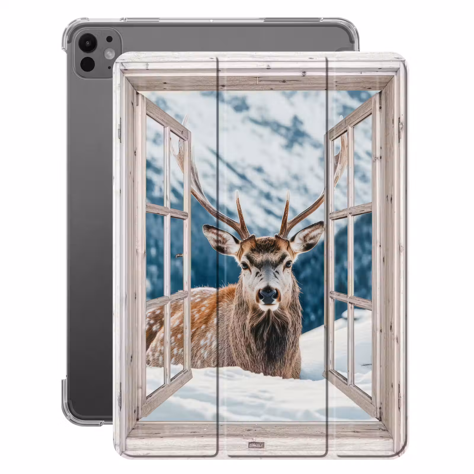 iPad-Hülle - Hirsche - Winterlandschaft - Natur - Tiere - Ansichten - Berge — 1