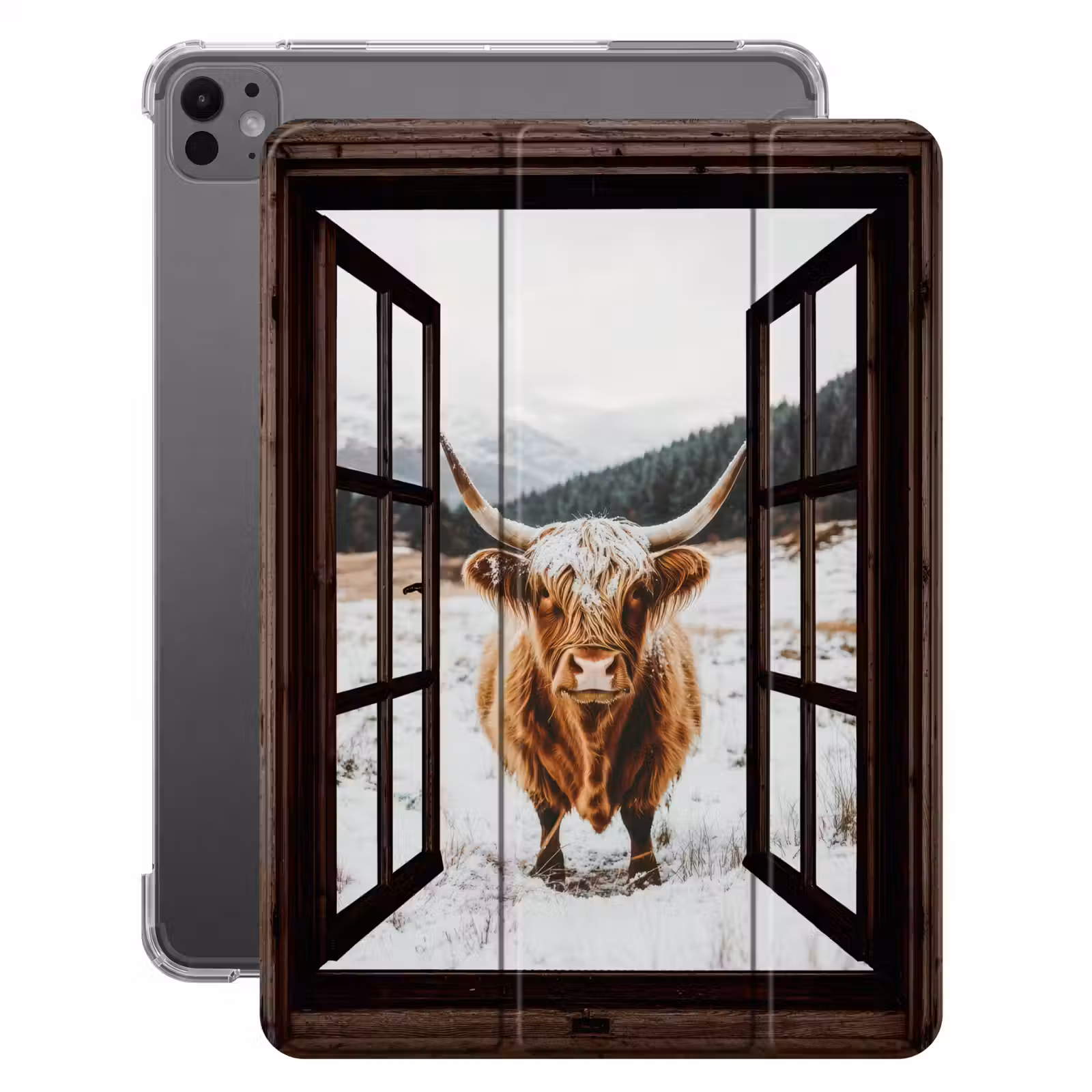 iPad-Hülle - Schottische Highlander - Landschaft - Ländlich - Berge - Winter - Aussicht - Dunkelheit — 1