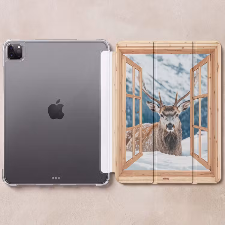 iPad-Hülle - Durchblick - Hirsche - Landschaft - Winter - Natur - Tiere - Berge — 6
