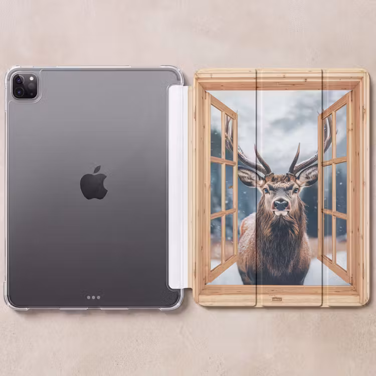 iPad-Hülle - Durchblick - Hirsche - Tiere - Winterlandschaft - Schnee — 6
