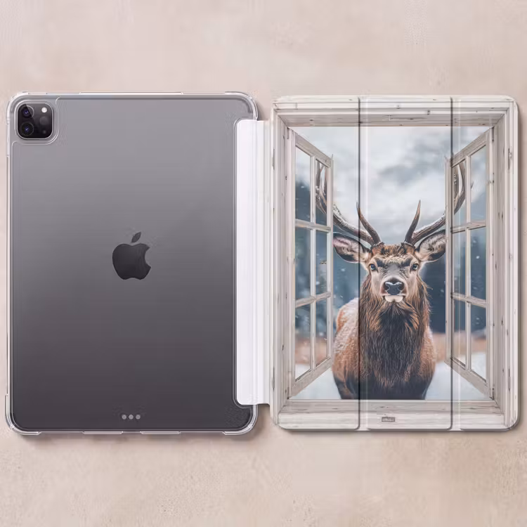 iPad-Hülle - Hirsche - Tiere - Landschaft - Winter - Schnee - Aussicht - Natur — 6