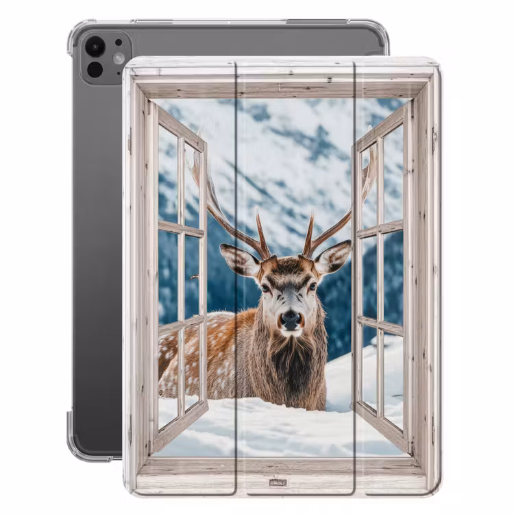 iPad-Hülle - Hirsche - Winterlandschaft - Natur - Tiere - Ansichten - Berge — 1