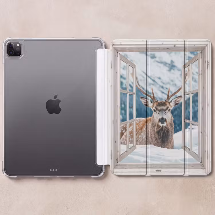 iPad-Hülle - Hirsche - Winterlandschaft - Natur - Tiere - Ansichten - Berge — 6