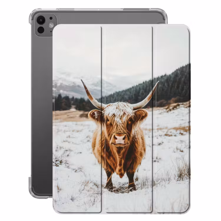 iPad-Hülle - Schottische Highlander - Landschaft - Schnee - Berge - Winter — 1