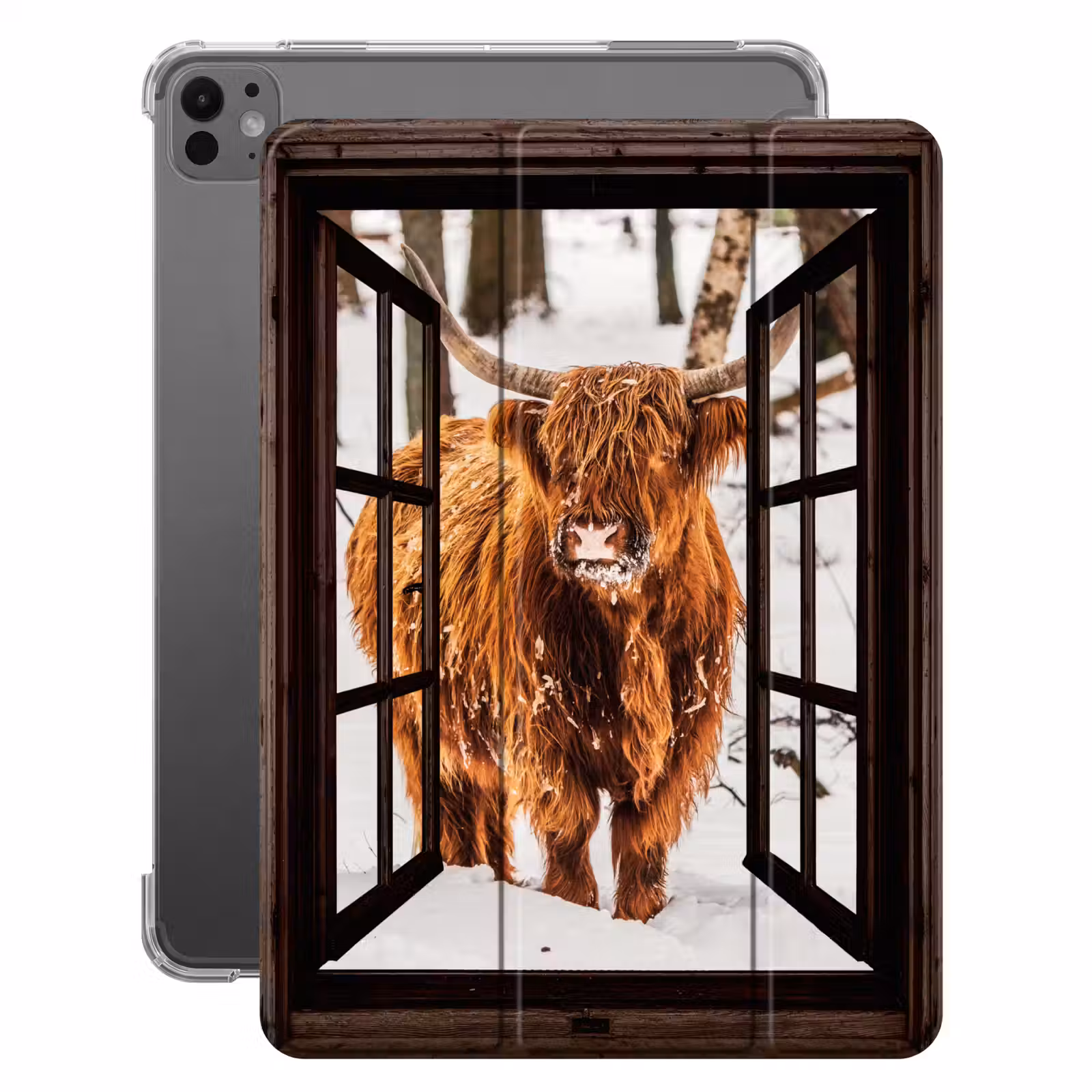 iPad-Hülle - Schottischer Highlander - Schnee - Natur - Tiere - Durchsichtig - Winter — 1