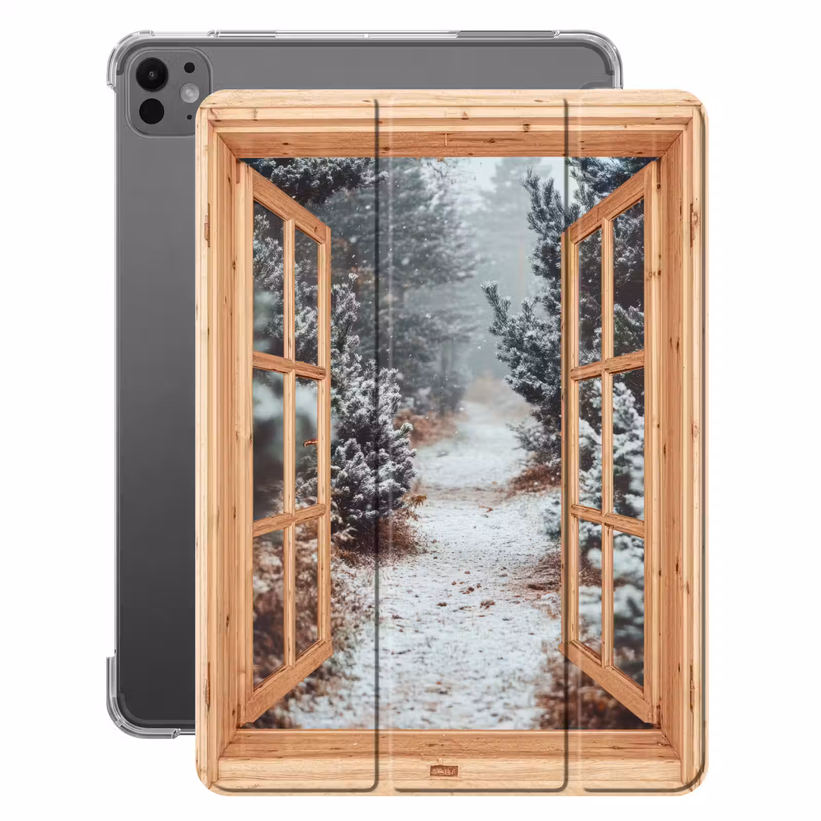 iPad-Hülle - Wald - Winter - Bäume - Natur - Weg - Aussicht — 1