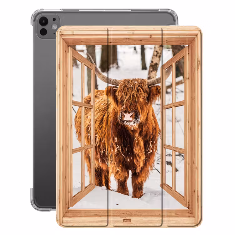 iPad-Hülle - Schottische Highlander - Winter - Landschaft - Natur - Tiere - Ansichten — 1