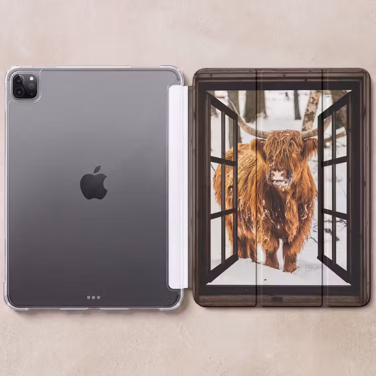 iPad-Hülle - Schottischer Highlander - Schnee - Natur - Tiere - Durchsichtig - Winter — 6