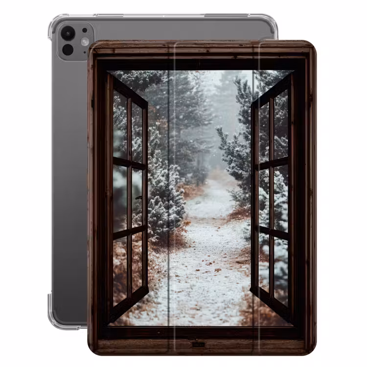 iPad-Hülle - Wald - Winter - Bäume - Natur - Weg - Aussicht — 1