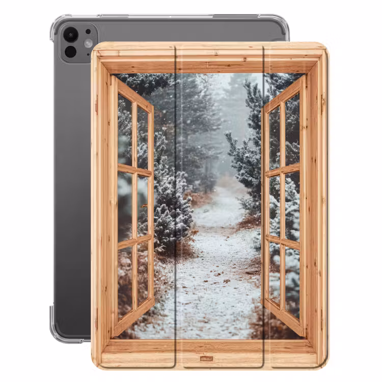 iPad-Hülle - Wald - Winter - Bäume - Natur - Weg - Aussicht — 1