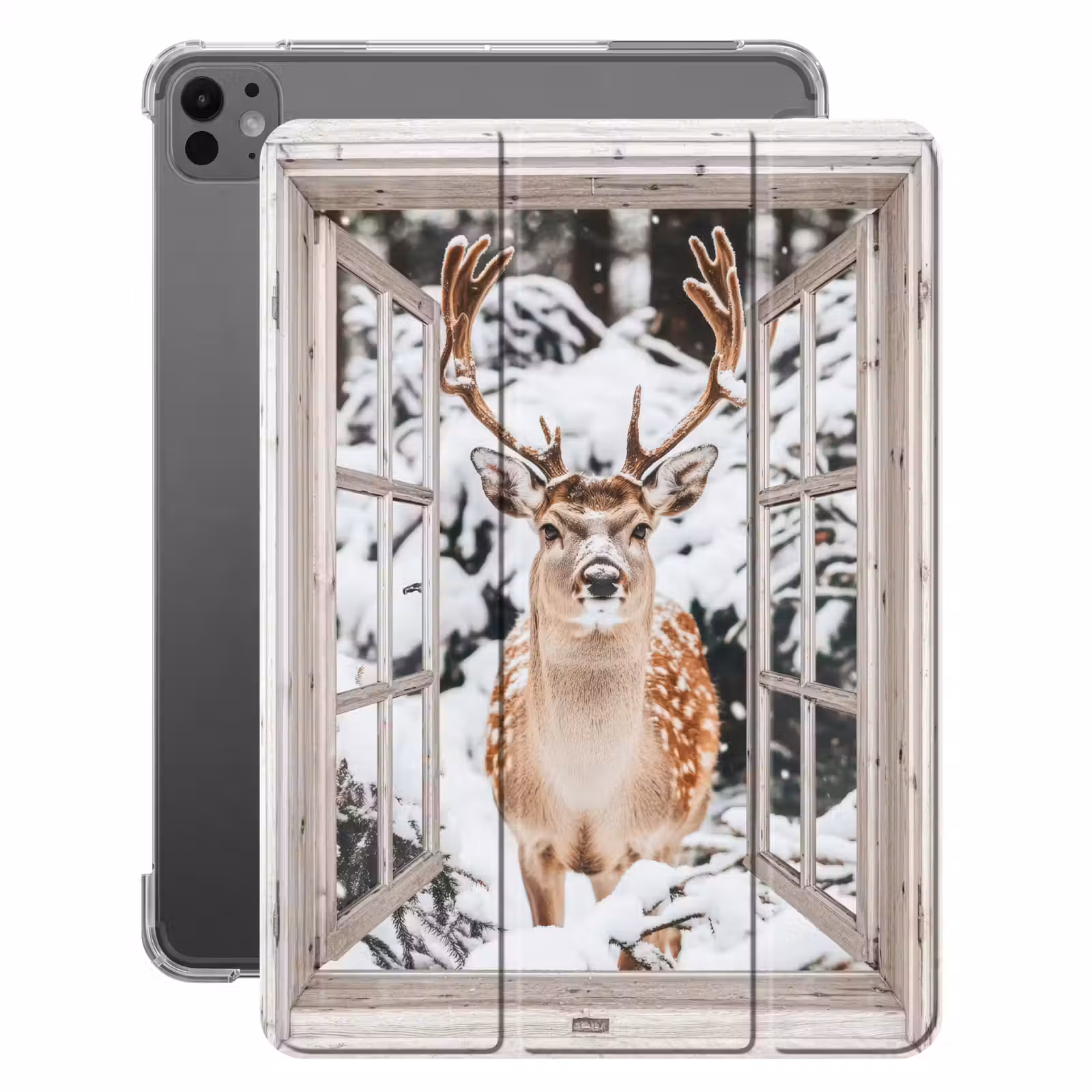 iPad-Hülle - Durchgucken - Hirsch - Schnee - Winter - Wald - Tiere - Natur — 1