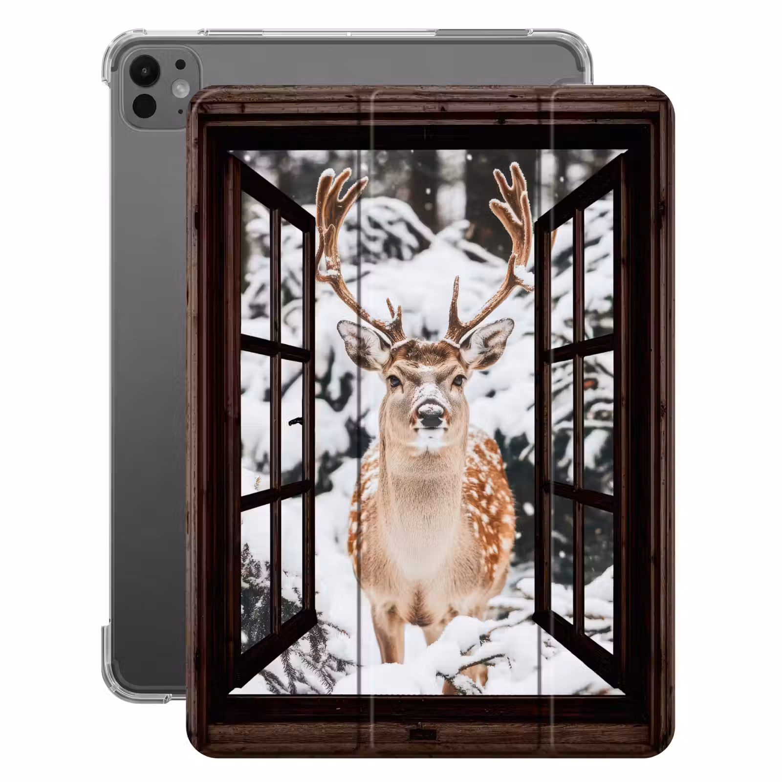 iPad-Hülle - Hirsche - Schnee - Winter - Wald - Tiere - Durchblicken — 1