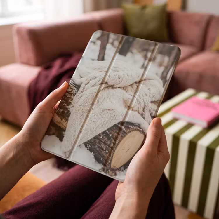 iPad-Hülle - Decke - Weiß - Baumstumpf - Winter - Schnee — 4