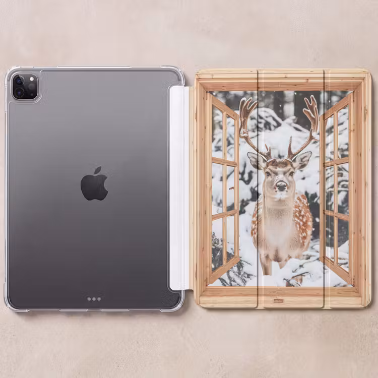 iPad-Hülle - Durchsichtig - Hirsche - Schnee - Winter - Wald - Tiere — 6