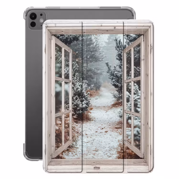 iPad-Hülle - Wald - Winter - Bäume - Natur - Weg - Aussicht - Weiß — 1