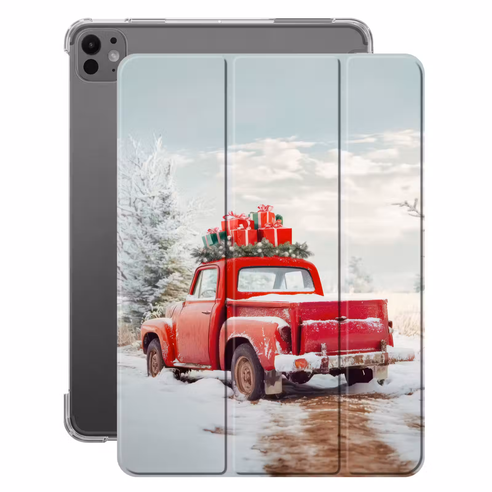 iPad-Hülle - Auto - Rot - Geschenke - Winter - Schnee - Weihnachten — 1