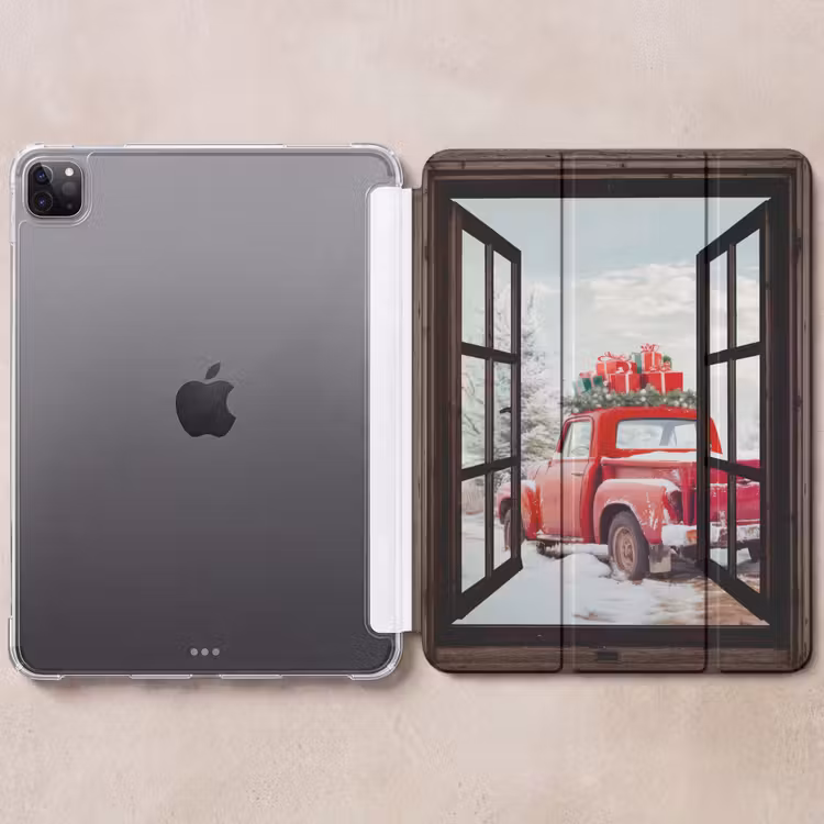 iPad-Hülle - Durchsichtig - Auto - Rot - Geschenke - Winterlandschaft - Weihnachten — 6