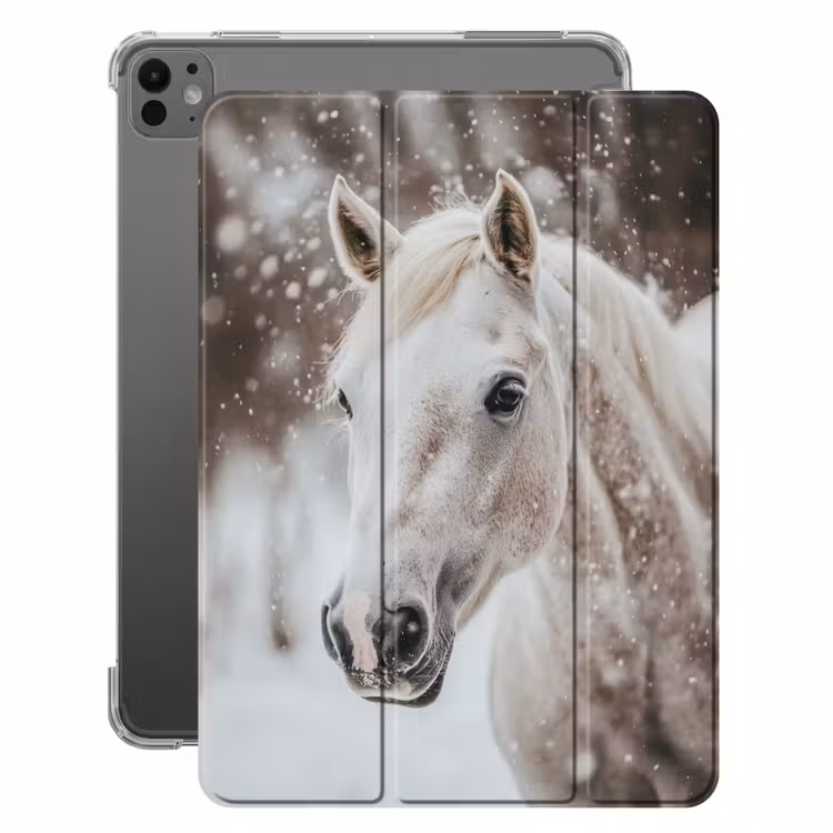 iPad-Hülle - Pferd - Weiß - Winter - Natur - Schnee - Tiere — 1