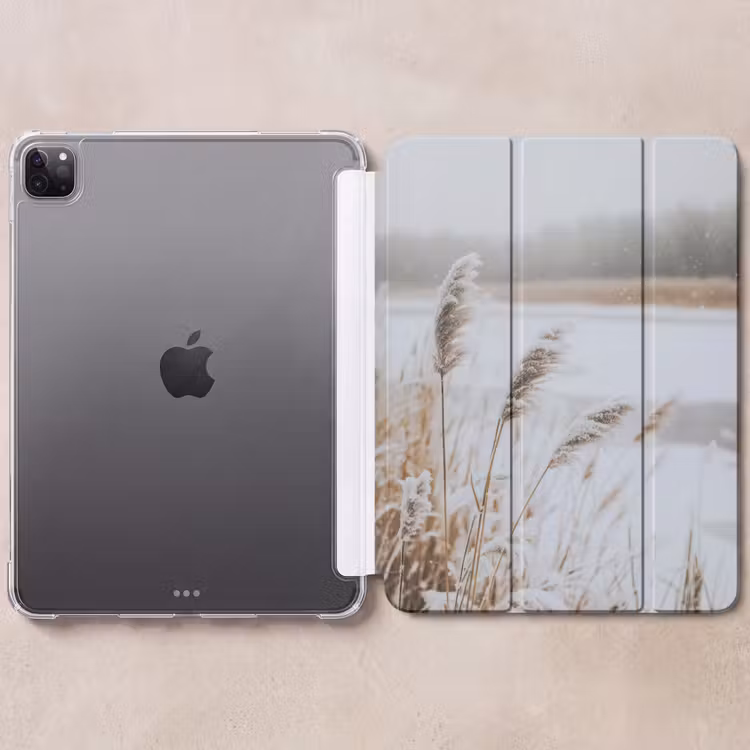 iPad-Hülle - Schilf - See - Winter - Natur - Schnee - Beige — 6