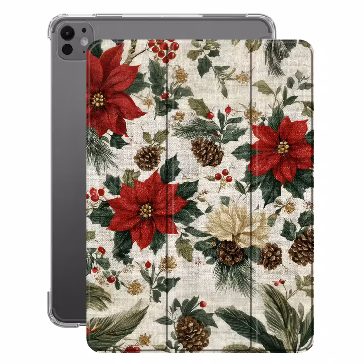 iPad-Hülle - Festlich - Textilmuster - Weihnachtsblumen - Farbenfroh — 1