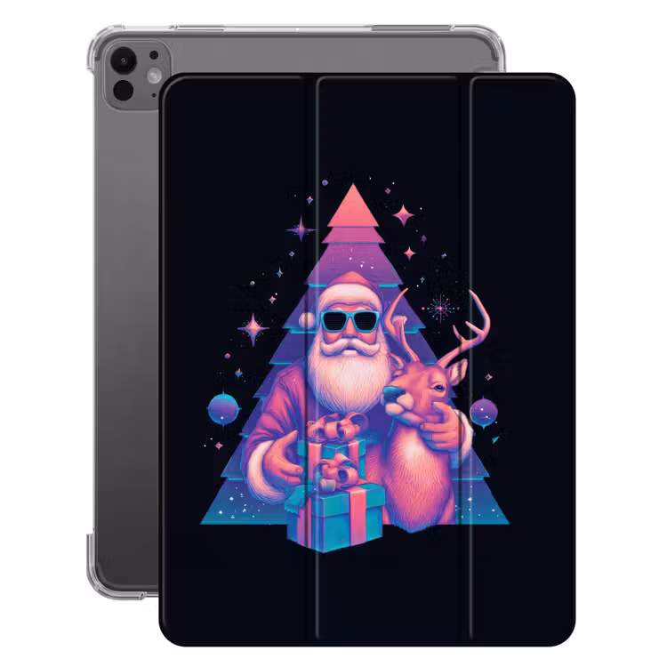 iPad-Hülle - Retro - Weihnachtsmann - Rentier - Weihnachtsbaum — 1