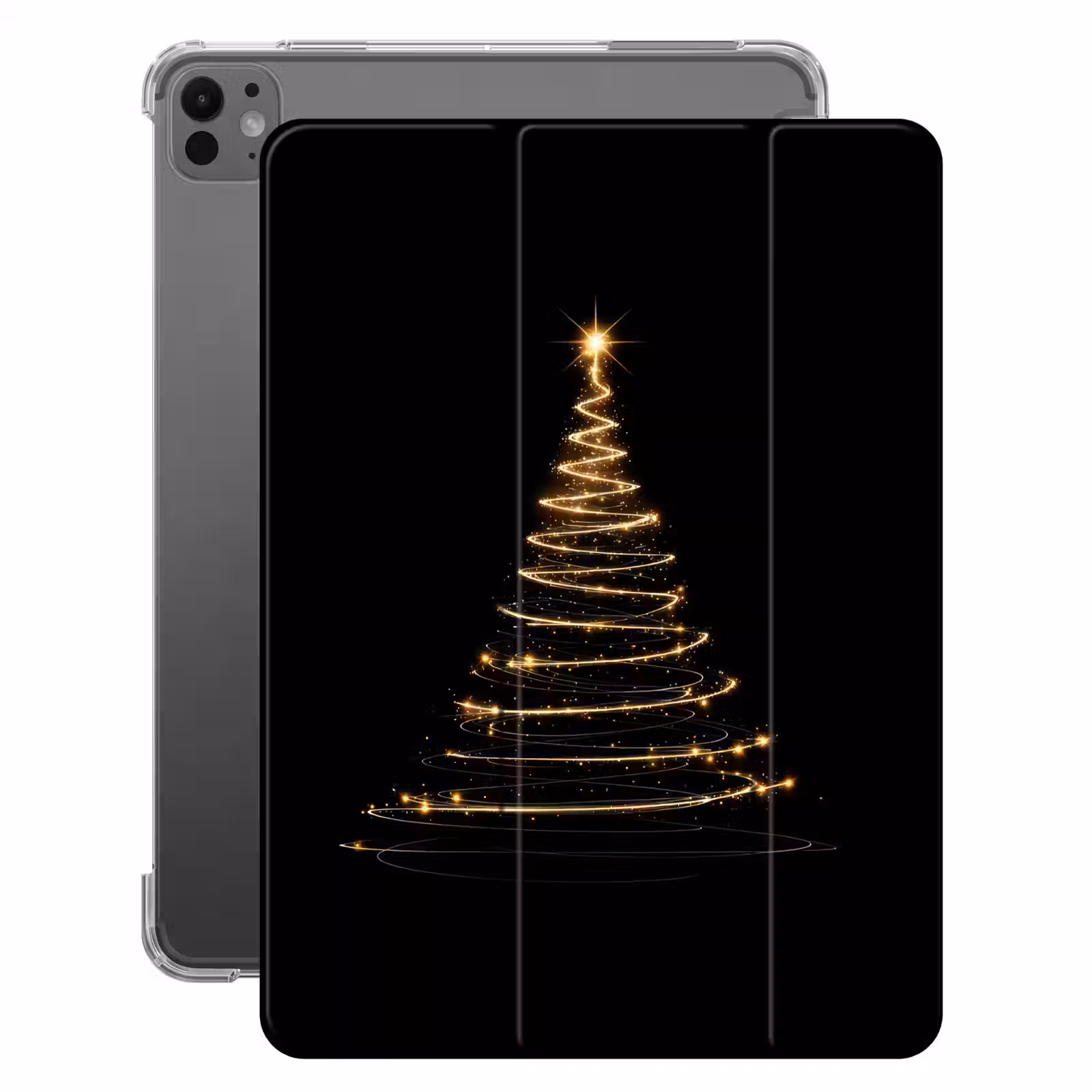 iPad-Hülle - Magie - Weihnachtsbaum - Lichtspiralen - Schwarz — 1